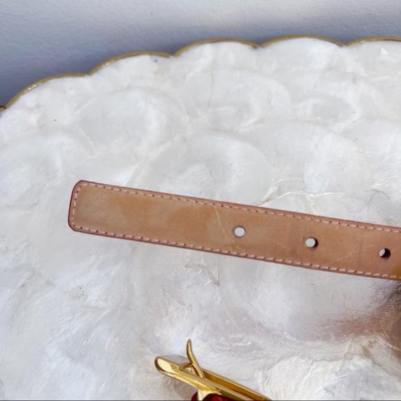 Liz Claiborne Red Leather Slim Brass Buckle Belt M main image 11